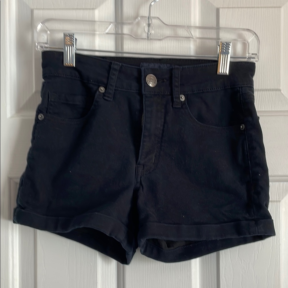 Aeropostale Black Jean Shorts Mid-Rise Cuffed